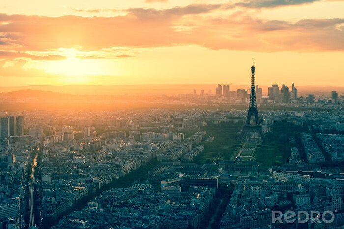 Fotobehang Vintage stijl van de skyline van Parijs