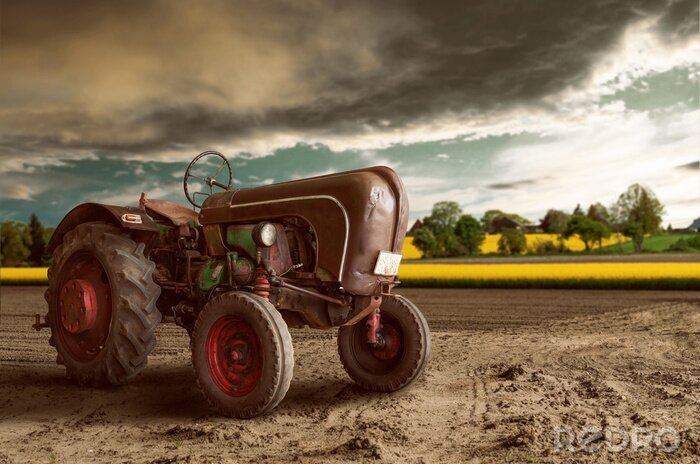 Fotobehang Vintage Tractor