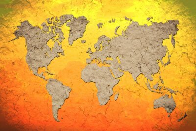 Fotobehang Vintage wereldkaart op een oranje achtergrond