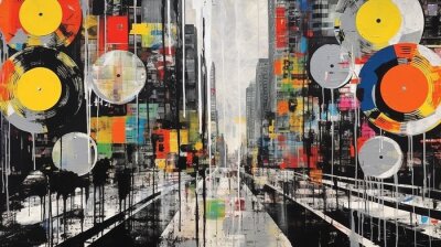 Fotobehang Vinylplaten in een rauwe grunge-stijl