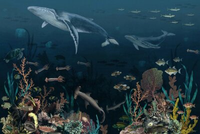 Fotobehang Vissen op de bodem van de oceaan