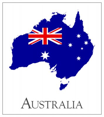 Fotobehang Vlag van Australië op de kaart