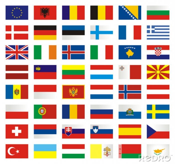 Fotobehang Vlaggen van Europese landen