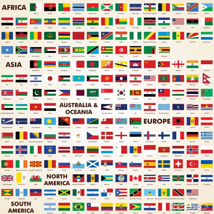 Fotobehang Vlaggen van landen over de hele wereld