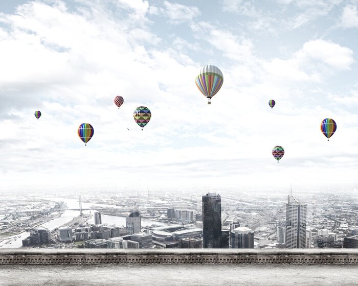 Fotobehang Vliegende ballonnen