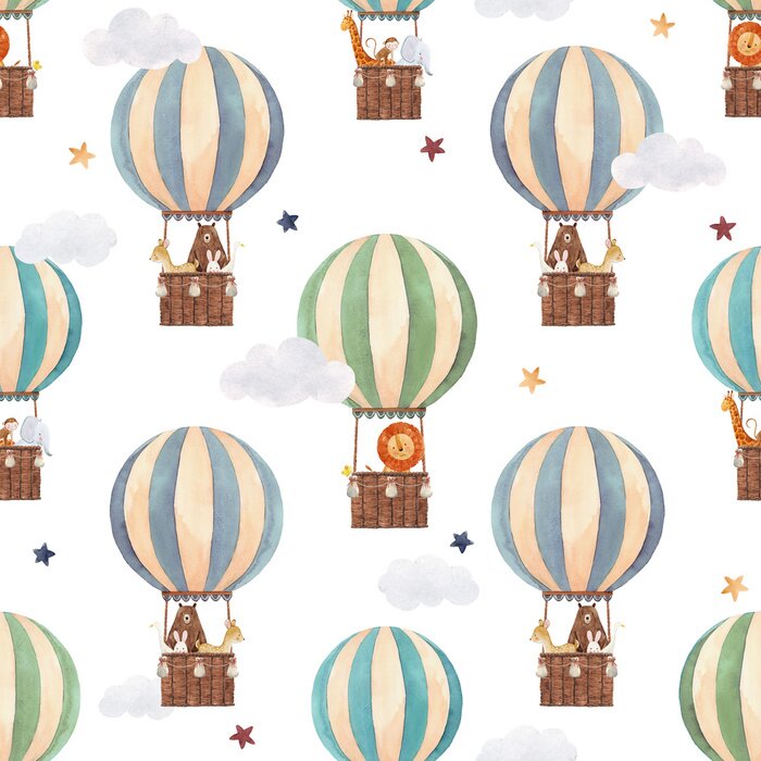 Fotobehang Vliegende ballonnen met dieren