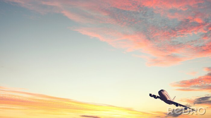 Fotobehang Vliegtuig blauwe lucht