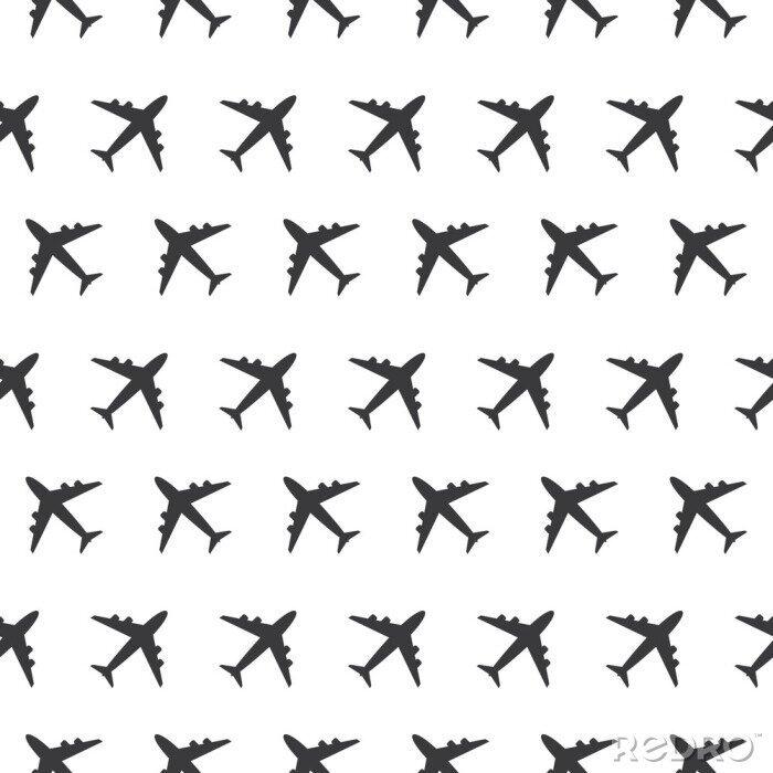 Fotobehang Vliegtuig commerciële luchtvaart naadloze teken duidelijk patroon silhouet