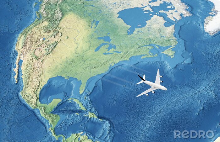 Fotobehang Vliegtuig over de Atlantische Oceaan