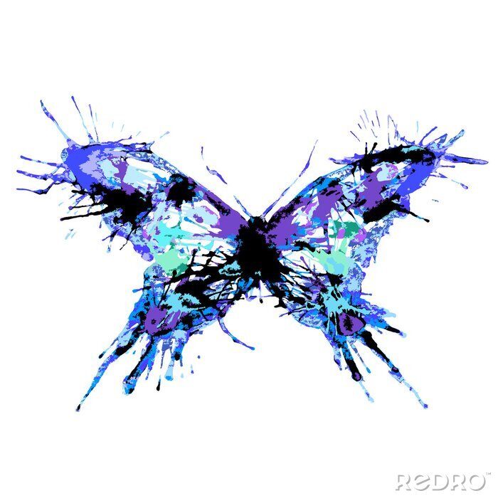 Fotobehang Vlinder in blauwe tinten
