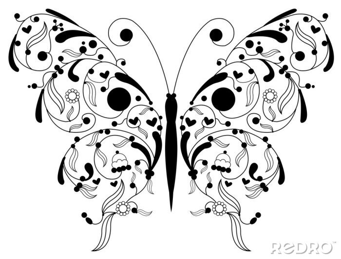 Fotobehang Vlinder met vleugels gemaakt van bloemen