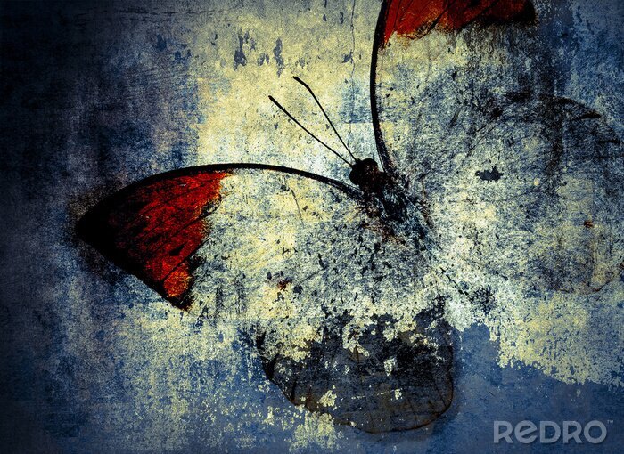 Fotobehang Vlinder op een retro achtergrond