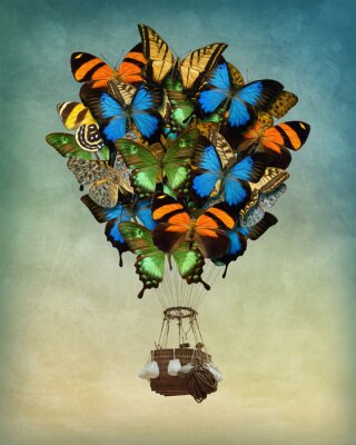 Fotobehang Vlinders dragen een mand