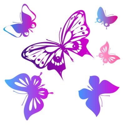 Fotobehang Vlinders in kleuren voor meisjes