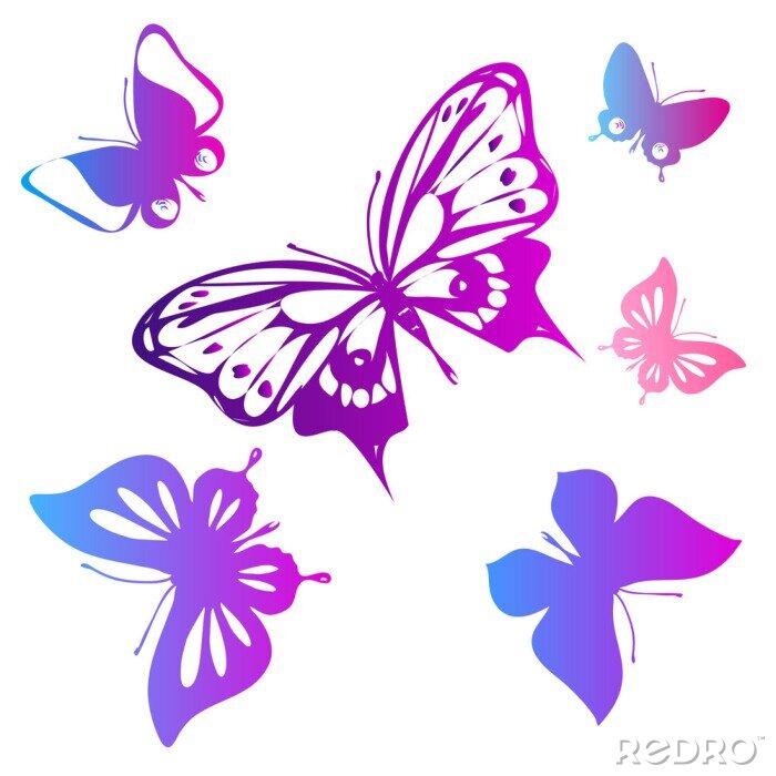 Fotobehang Vlinders in kleuren voor meisjes