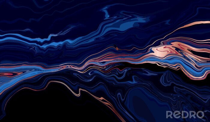 Fotobehang Vloeiend marmer donkerblauw als een rivier