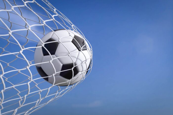 Fotobehang Voetbal in doel