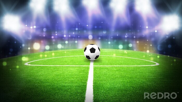 Fotobehang Voetbal in het licht van de lampen