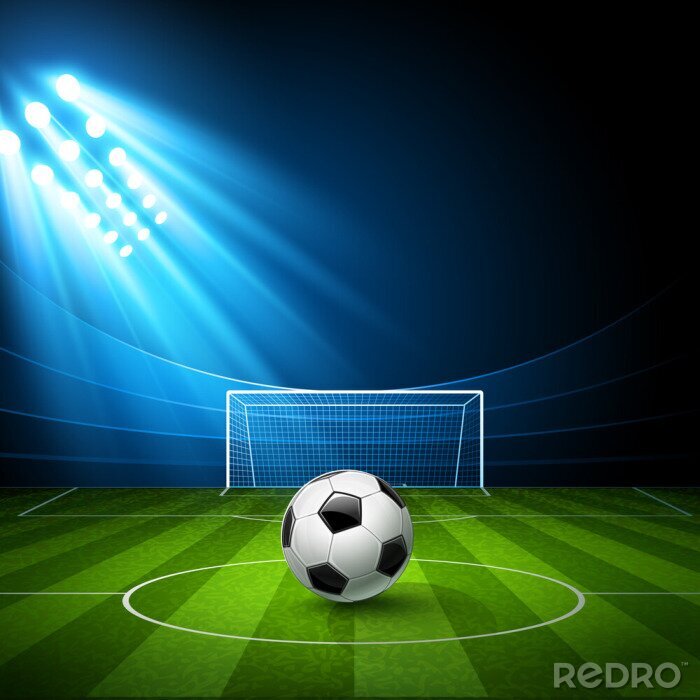 Fotobehang Voetbal in het midden van het voetbalveld