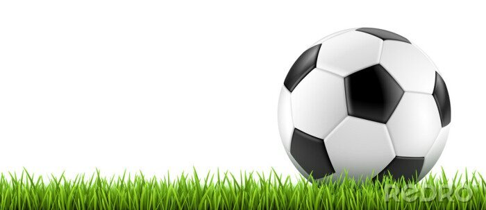Fotobehang Voetbal ligt op het veld