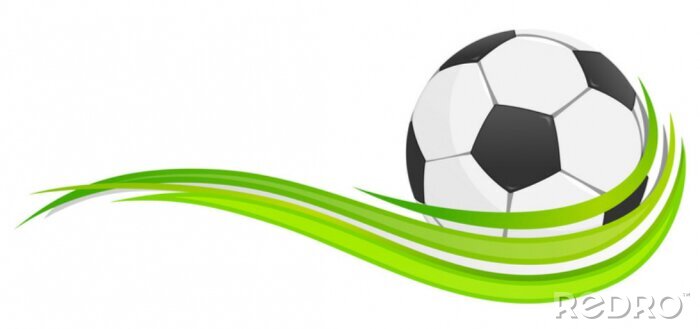 Fotobehang Voetbal met groen lint