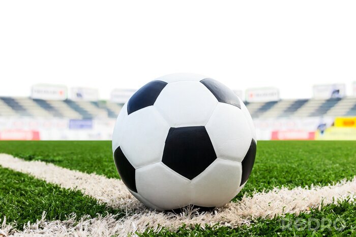 Fotobehang Voetbal op de veldlijn