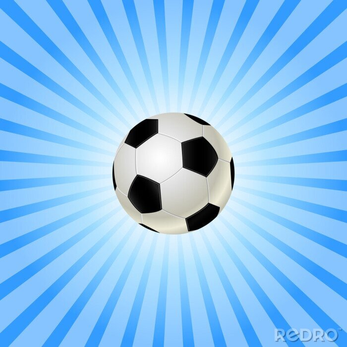 Fotobehang Voetbal op een blauw gestreepte achtergrond