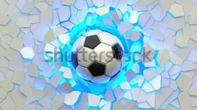Fotobehang Voetbal op een gebarsten achtergrond