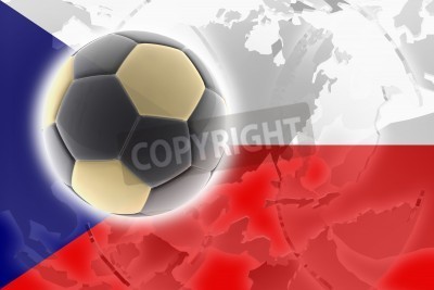Fotobehang Voetbal tegen de achtergrond van de Tsjechische vlag