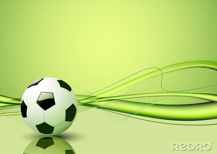 Fotobehang Voetbalbal op een groene abstracte achtergrond