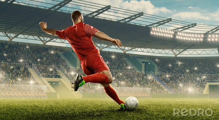 Fotobehang Voetballer staat op het punt te schieten