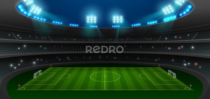 Fotobehang Voetbalstadion &#39;s nachts