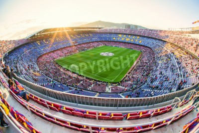 Fotobehang Voetbalstadion Camp Nou in Barcelona op de wedstrijddag