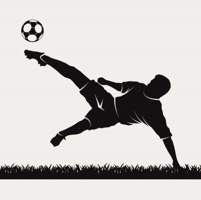 Fotobehang Voetbalster op zwart-witte achtergrond
