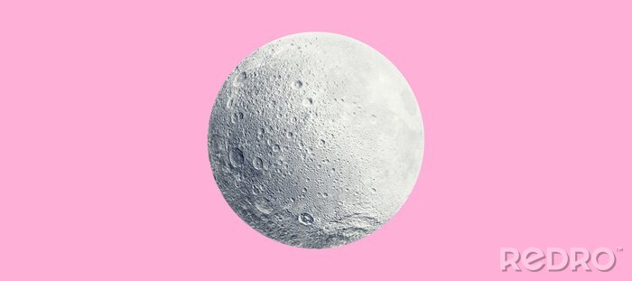 Fotobehang Volle maan op een roze achtergrond