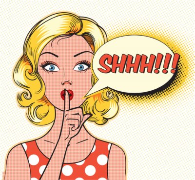 Fotobehang Vrouw en tekstballon in pop-artstijl