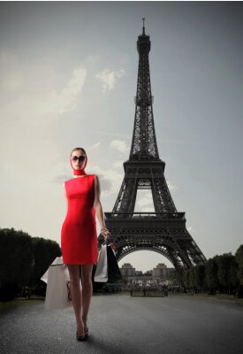 Fotobehang Vrouw in Parijs
