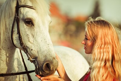 Fotobehang Vrouw met paard