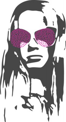 Fotobehang Vrouw met roze bril