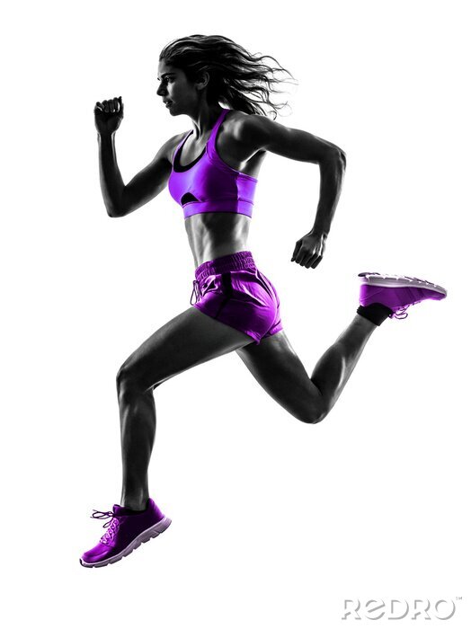 Fotobehang vrouw running jogger joggen silhouet
