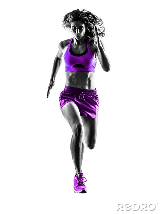Fotobehang Vrouw running jogger joggen silhouet