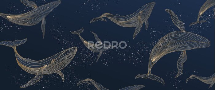 Fotobehang Walvissen in donkere wateren