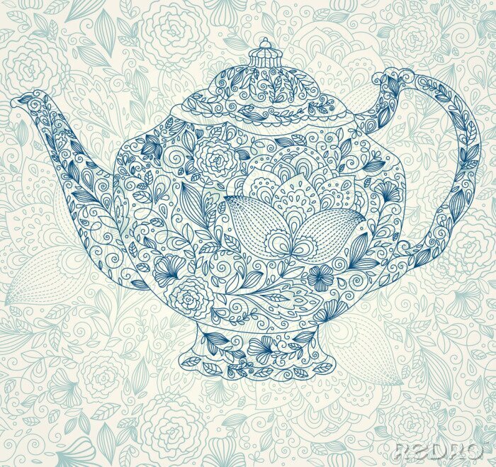 Fotobehang Waterkoker tekenen in mandala's