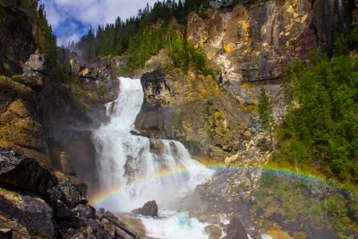 Fotobehang Waterval en regenboog