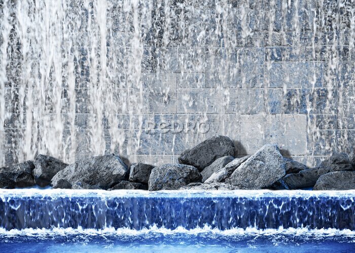 Fotobehang Waterval en stenen