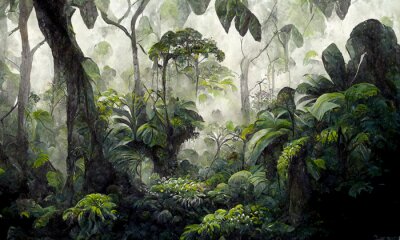 Fotobehang Weelderige vegetatie in het regenwoud