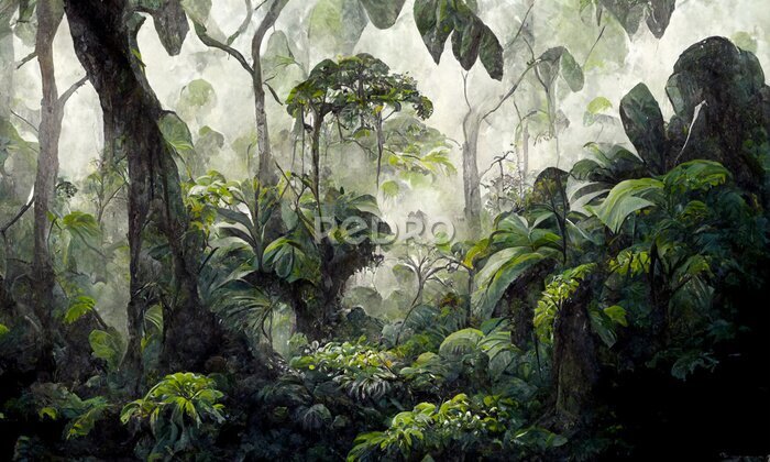 Fotobehang Weelderige vegetatie in het regenwoud