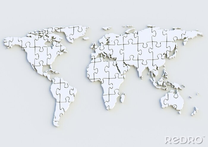 Fotobehang Weltkarte - Wereldkaart 3D ALS puzzel