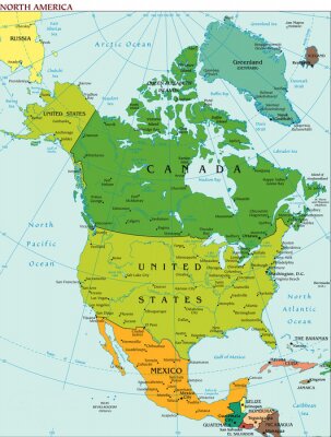 Wereld Aarde Noord-Amerika Continent Land Kaart
