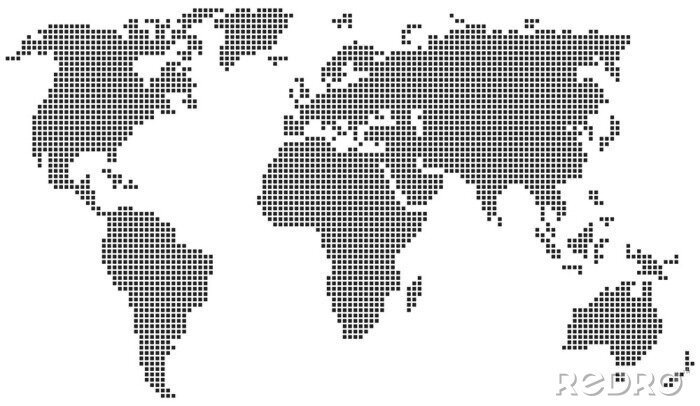 Fotobehang Wereldkaart gemaakt van zwarte stippen
